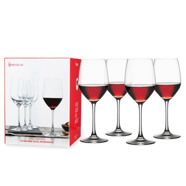 Spiegelau Vino Grande Red Wine Glasses (Set of 4), Clear