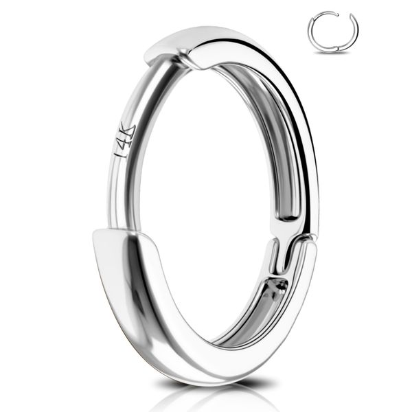 Jewseen 14K White Gold Septum Ring, 20g, 7mm, 1.0g