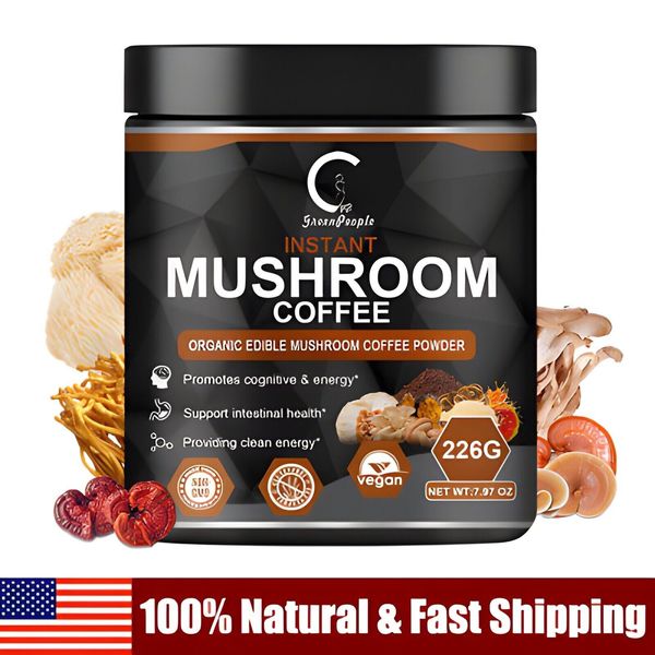 Organic Lions Mane Mushroom Coffee Powder Boost Energy Support Focus & Memory