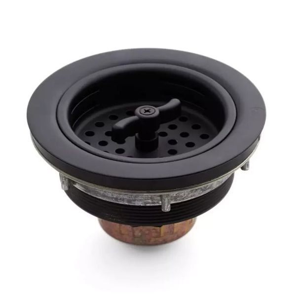 Signature Hardware, 3-1/2" Wing Nut Basket Strainer - Flat Black