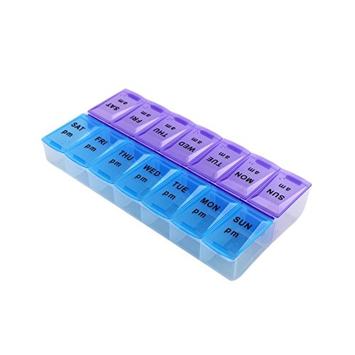 Jumbo Extra Large 9" x 4.75" Pill Organizer 7 Day 2 Times a Day Weekly Pill Box AM PM Pill Case, Pill Container Vitamin Case Twice a Day Morning Bedtime