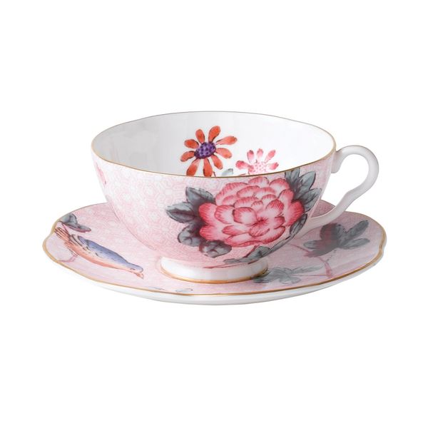 Wedgwood 5C106805127 Cuckoo Cup & Saucer Set, Fine Bone China, Pink