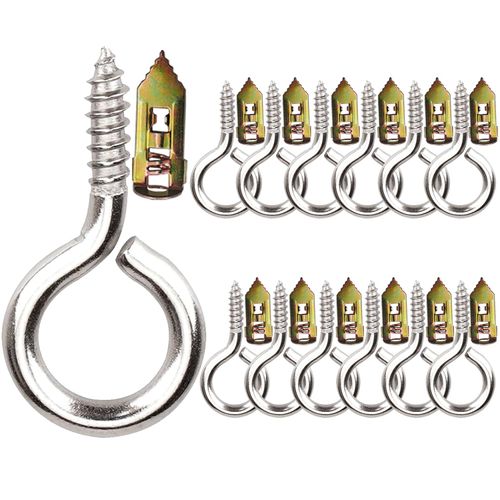 TFXXSJWY Eye Hooks, 1.38 inches 304 Stainless Steel Eye Screws, 12Pcs Heavy Duty Screw Eye Bolt, Self Tapping Eyelet Bolts for Wood, Securing Cables Wires, Indoor & Outdoor for Hanging Artwork