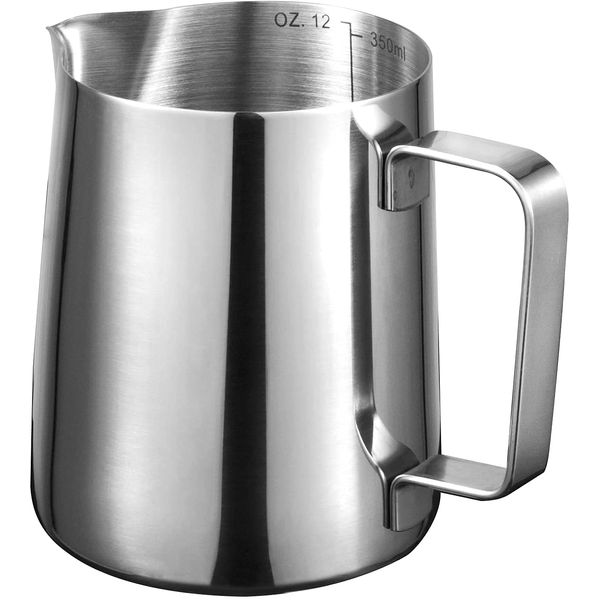 Milk Jug Espresso Milk Frothing Pitchers 304 Stainless Steel Barista Cup for Making Coffee Cappuccino (350ml)