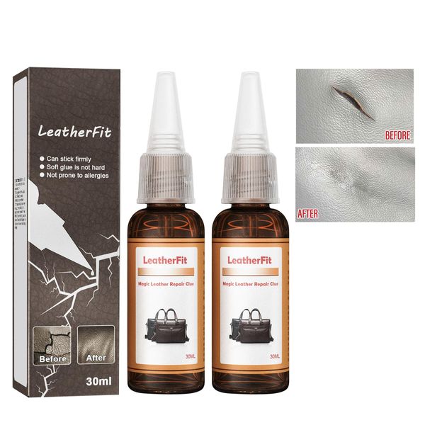 HASAIKA® Extra Stark Lederkleber, Wasserdicht Kleber für Leder, 2 pcs Wasserdicht Kleber für Lederjacken, Sofas, Schuhe, Handtaschen und die Herstellung oder Reparatur von Möbeln. (30 ml)