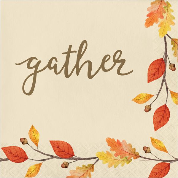 Creative Converting Thankful Napkins, 6.5", Multi-color