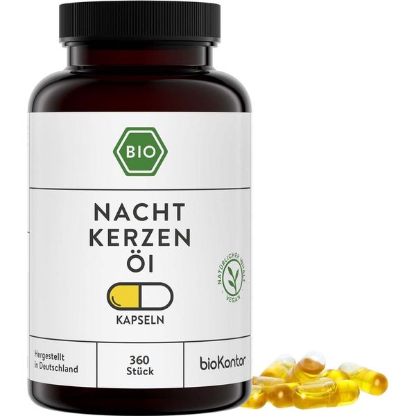 Nachtkerzenöl Kapseln BIO 360 Stück vegane Kapseln mit 500 mg kaltgepresstem Nachtkerzenöl von bioKontor