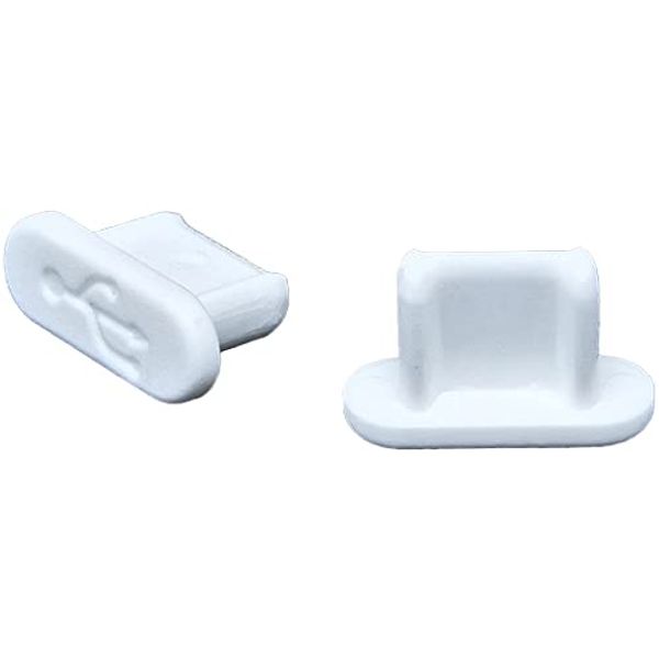 Techno Baines Micro USB Connector Cap (Long Type) (White) No Knobs, 6 Pieces/Pack USBMCBLCK-W0-6