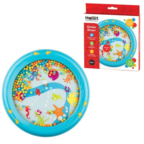 Halilit Children's Ocean Drum. Bead Sea Sound Wave Musical Instrument. BPA Free. Robust Kids Sensory Percussion Toy for Toddlers. Age 12 months +
