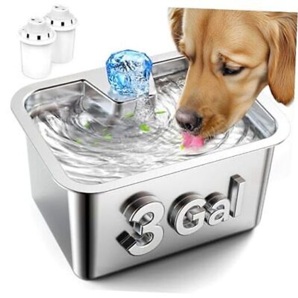 Dog Water Fountain Stainless Steel,3 Gallon Extra Large Big Pet Water Fountain