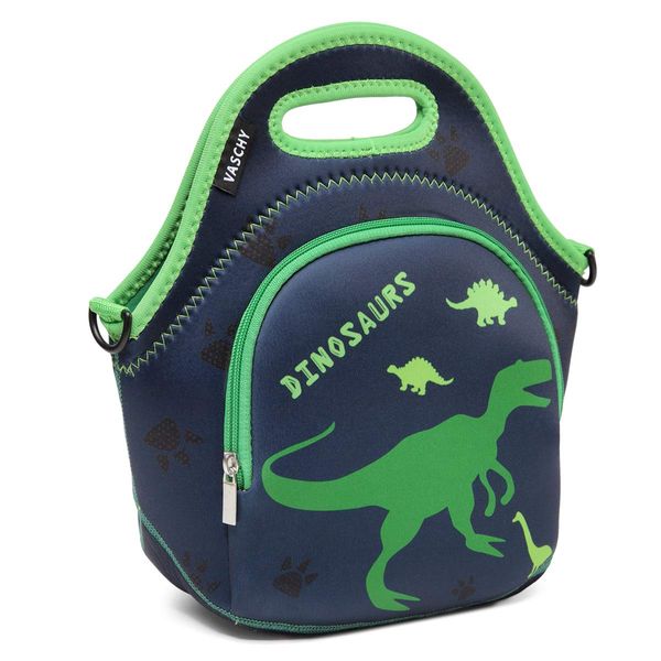 VASCHY Lunch Bag for Kids, Insulated Neoprene Lightweight Lunch Box Bag for Children Boys and Girls School Daycare Kindergarten Dinosaur