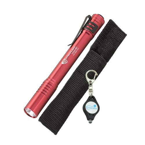 Streamlight 66120 Stylus Pro LED Penlight, Red with a Lumintrail Keychain Light