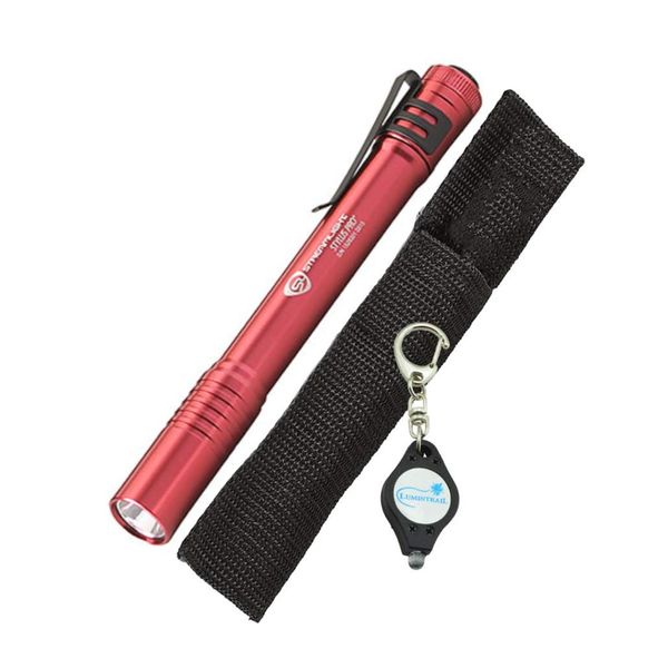Streamlight 66120 Stylus Pro LED Penlight, Red with a Lumintrail Keychain Light