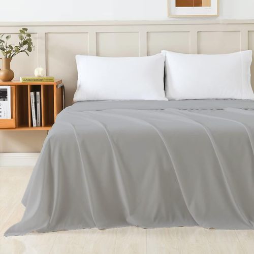 eBeddy Linens Twin XL Sheets Set 4-Pieces, 800 TC Egyptian Cotton Sheets, Twin Sheet Set Fits Upto 18'' Deep Pocket, Bed Sheet Set with 1 Fitted Sheet, 1 Flat Sheet, 2 Pillow Cases, Silver Grey Solid