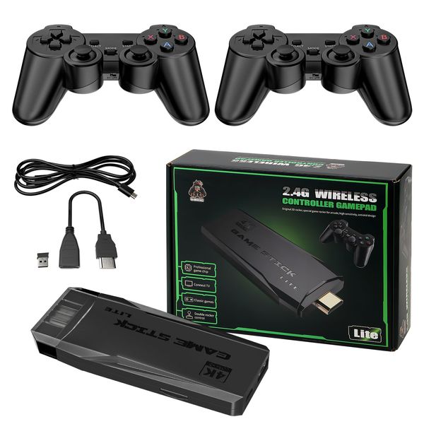 DOLSAO Newest 20000+ Games Retro Game Console Video Gaming: HDMI 4K Mini NES Classic Edition Game Stick Emulator with 2.4G Wireless Controllers, Plug and Play Video Games for TV