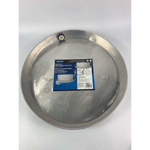 CAMCO 20800 20" x 2.25" Aluminum Water Heater Drain Pans W/PVC Fitting