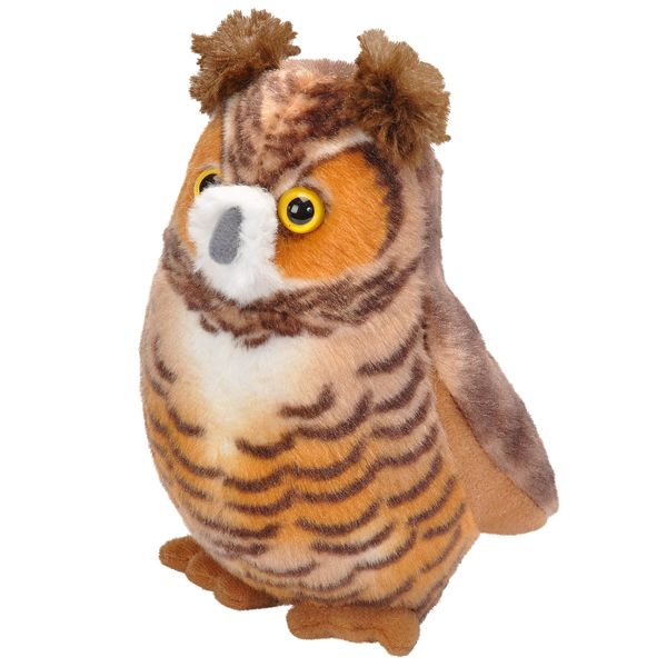 Wild Republic Audubon Birds Great Horned Owl with Authentic Bird Sound, Stuffed Animal, Bird Toys for Kids and Birders