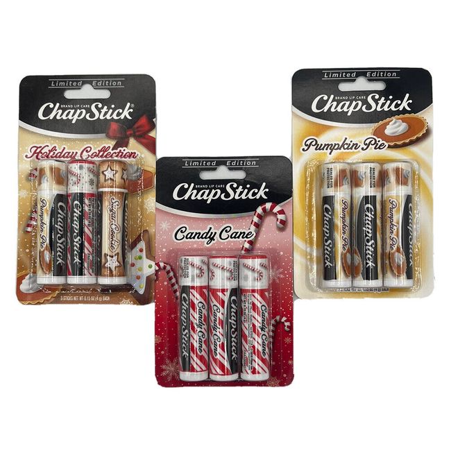 ChapStick Holiday Limited Edition Lip Care Candy Cane Sugar Cookie Pumpkin Pie