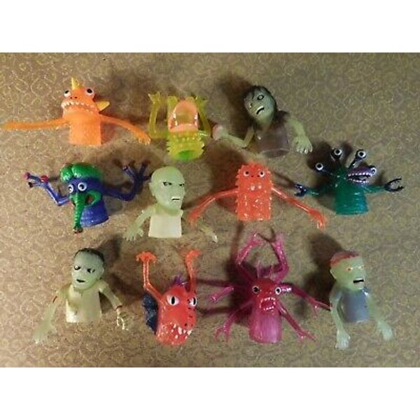 11 Vintage ACC Rubber Monster Finger Puppets Frankenstein Glow in Dark Zombies