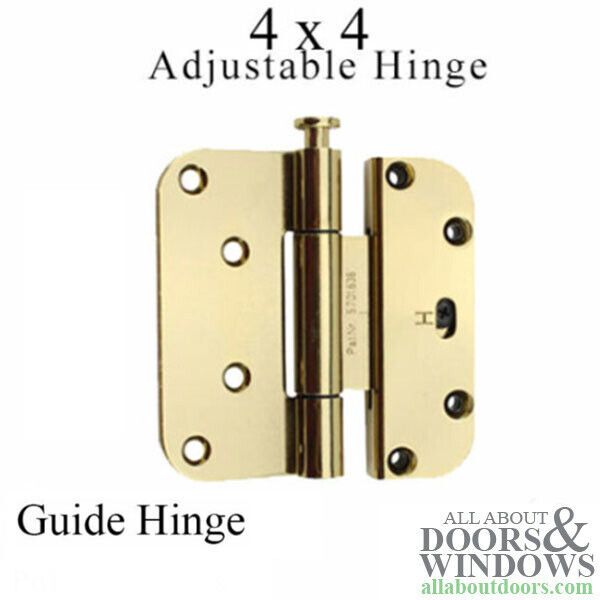 Millennium 2D Adjustable 4 x 4  Guide Hinge Brass Horizontal Adjustable Hinge