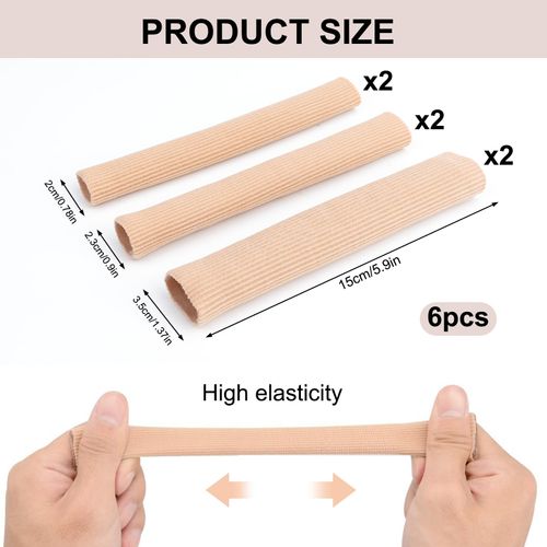 Toe Protector 6 Pcs Cuttable Toe Tubes, 3 Size (S, M, L) Toe Cushions Tube, Toe Foam Tube Silicone Toe Sleeves Tube Cuttable Relief Toe Pressure Pain,Corn, Blisters and Calluses Remover