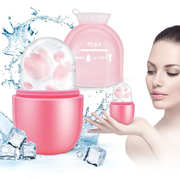 Mattika Ice Roller Pink for Face to Enhance The Glow and Tighten Skin Naturally, Leak Proof Crown Shape Design, Face Ice Roller for Beauty and Skincare Gift for Women Ice Roller (Pink .)