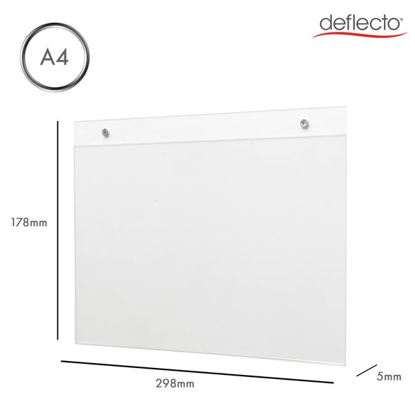 Deflecto A4 Landscape Wall Sign Holder - Pack of 12 - A4 Sign Holder - A4 Wall Mounted Document Holder - Poster Holder - Advertising Board Wall Display - Letter Board Sign - Wall Message Board