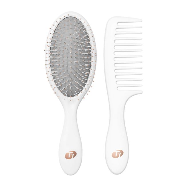 T3 Detangle Duo Brush Set | Detangling Brush and Shower Comb Set | Comb to Disperse Liquid & Brush to Detangle Wet Hair| For All Hair Lengths and Textures