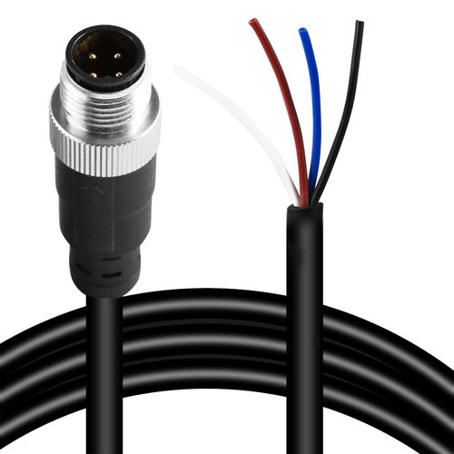 M12 4 Pins Male Connector Cable, Waterproof IP67 Solder Locking System, Brass Gold-Plated Contacts, A Code Straight Aviation Sensor Electrical Cable 250V 4A Industrial Grade Cables (1 Meter)