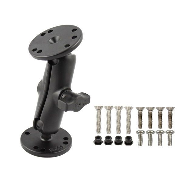 RAM-B-101-G1 Double Socket Arm 1" Ball with 2 Round Bases and Hardware Pack