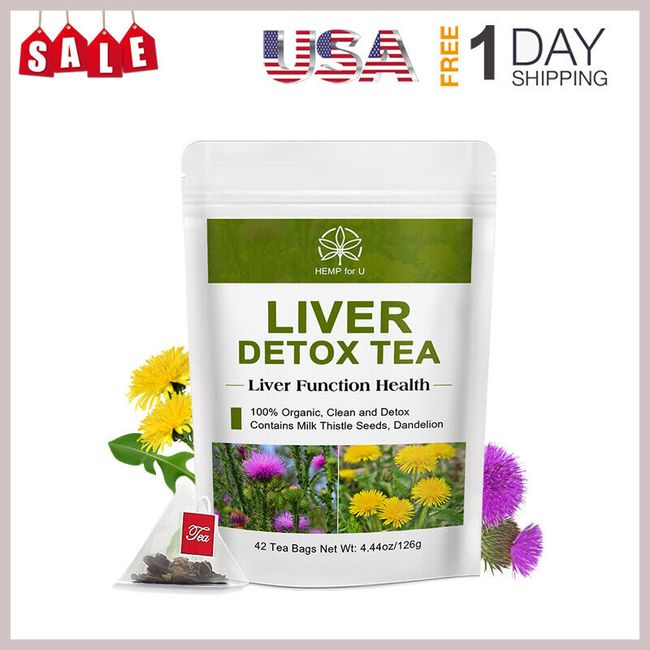 42Day Liver Detox Tea Milk Thistle,Turmeric,Dandelion Root For Liver Support