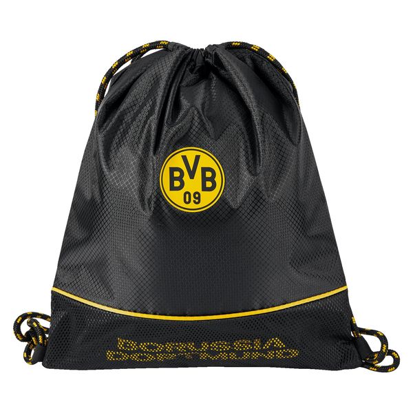 Borussia Dortmund BVB Turnbeutel - Sportlicher Gym-Bag mit BVB-Emblem, 100% Polyester, Kordelzug, ideal für Training, Sport und Freizeit, Schwarz