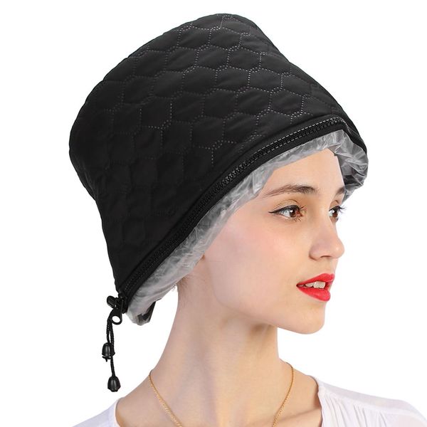 Black Hair Steamer Cap, Heating Hat Adjustable Hot Oil Treatment Hat Electric Steam Haircare Hair Nourishing Moisturize Deep Conditioning for SPA Home Use