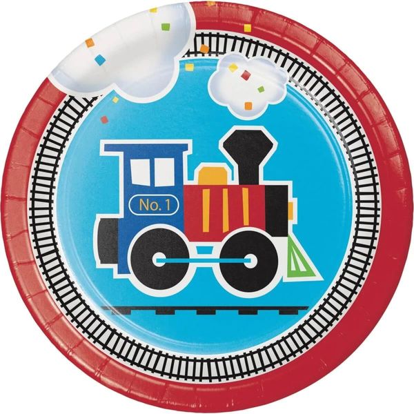 Creative Converting Train Dessert Plates, 7", Multicolor