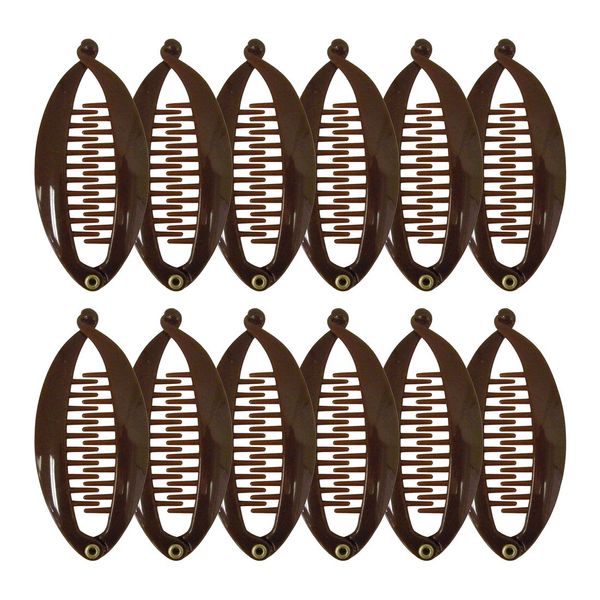 Set of 12 Mini Banana Clips - Brown