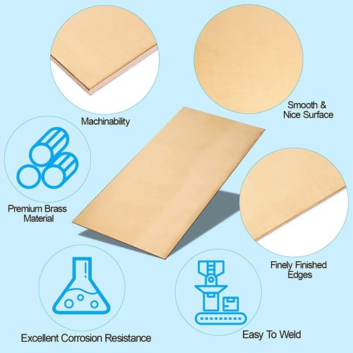 Brass Sheet, Metal Sheets Plates, 12" Length x 6" Width x 0.04" Thickness, 18 Gauge, Brass Plate Sheet
