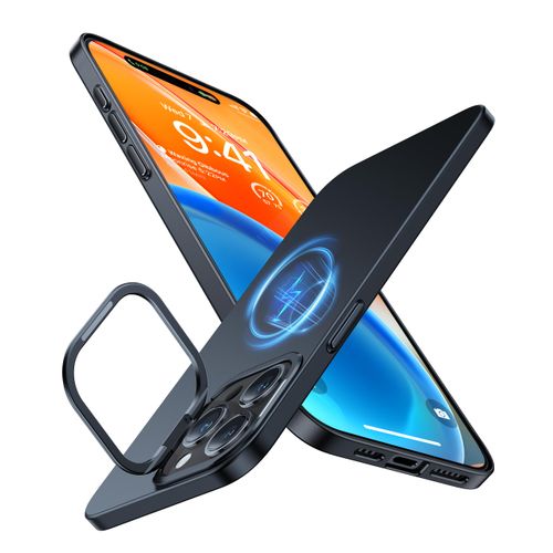 TORRAS Slim Fit Magnetic Stand for iPhone 15 Pro Case, Fit for MagSafe, Camera Kickstand, Ultra Thin Anti-Scratch Slim Protective Matte Case for iPhone 15 Pro Phone Case 6.1'', Black Titanium