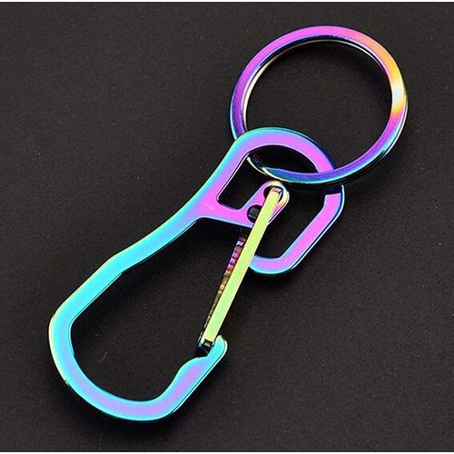 2 Pack Carabiner Clip Retractable Ring Set Titanium KeyChain Quick Release Hooks for Men Women