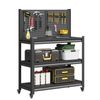 Metal Garage Workbench With Storage Shelf Workbench W/Pegboard Work Bench Wheels