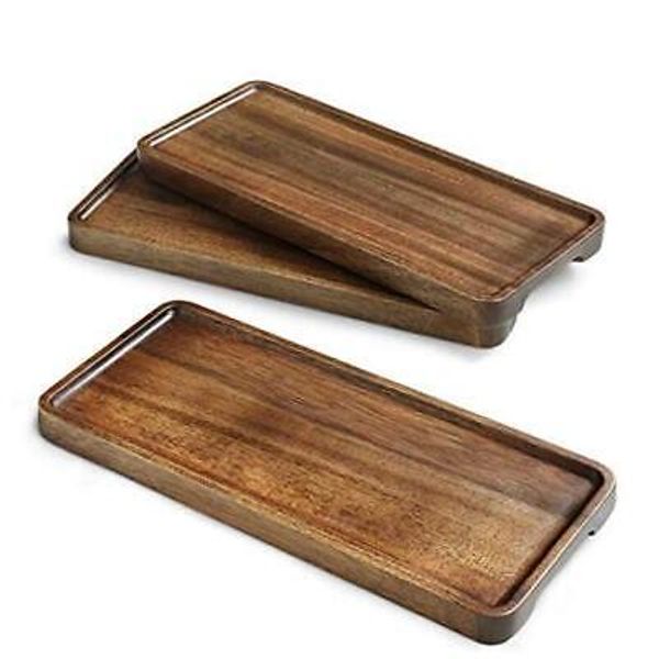 Wooden Platter Charcuterie Board, 3 Piece Natural Acacia Wood Serving Tray,