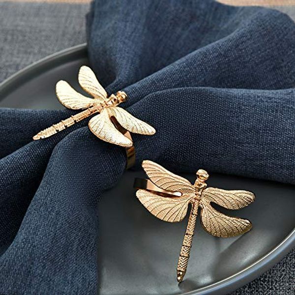 Elegant Napkin Rings - Gold Dragonfly / Set of 4