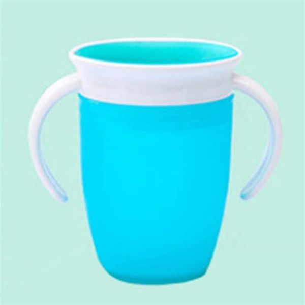 Baby Drinking Cup, 360 Degrees Sealing Double Handles Baby Silicone Drinking Cup 240ml Capacity Baby Trainer Cup for Home Travel(4#)