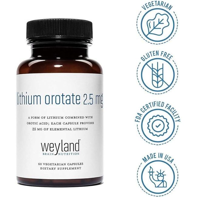 Weyland Lithium Orotate 60 Capsules 2.5mg - Brain & Mood