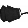 2 Cotton Black Face Mask Elastic ear straps with adjusters Washable Hand Machine