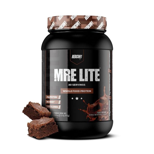 REDCON1 MRE Lite Whole Food Protein Powder, Fudge Brownie - Low Carb & Whey F...