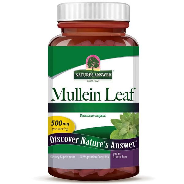 Nature's Answer, Mullein Leaf, 500mg, 90 Vegan Capsules, Lab-Tested, Gluten-Free, SOYA-Free, Vegetarian, GMO-Free