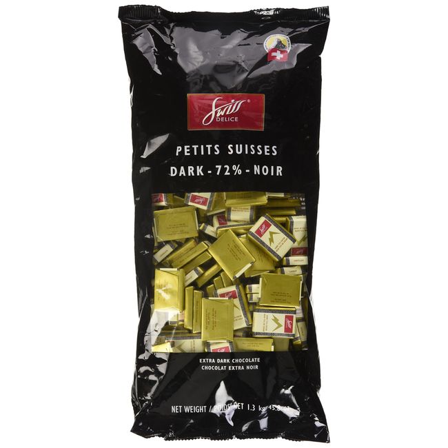 Swiss Delice Dark Chocolate Squares - 72% Chocolate Noir - Chocolates Individually Wrapped - 2.8 lb Bulk (1300g) - Swiss Chocolates