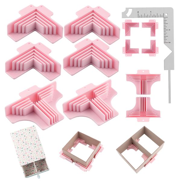 7Pack Clamps Corner Guides Cartonnage Corner Holding with Metal Bookbinding Cover Tool ，Corner/Divider Assembly, (3 mm, 2 mm, 1.5 mm, 1 mm) Wide .for Book Covers, Chipboard Boxes, Dioramas