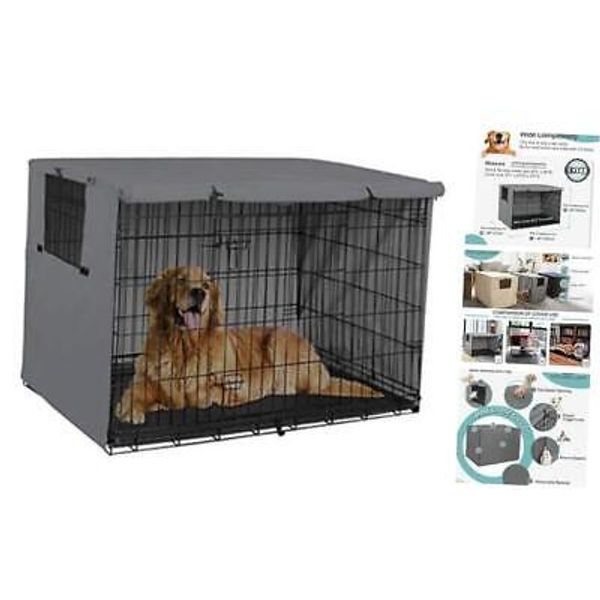 Dog Crate Cover Durable - Polyester Pet Kennel Cover 42 Inch Gray Cover