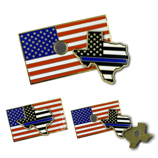LEO Challenge Coins Texas Thin Blue Line Police Golf Ball Marker American Flag Pin Magnetic